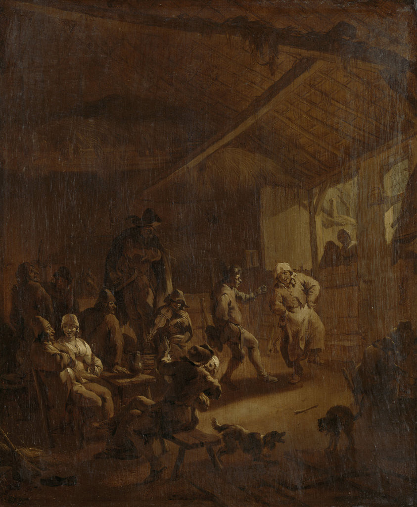 Detail of Peasants Dancing in a Barn by Nicolaes Pietersz. Berchem