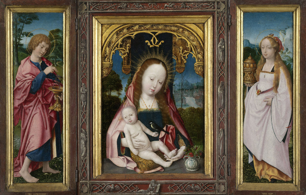 Detail of Triptych with Virgin and Child, Saint John the Evangelist (left wing) and Mary Magdalene (right wing) by Jan Provoost