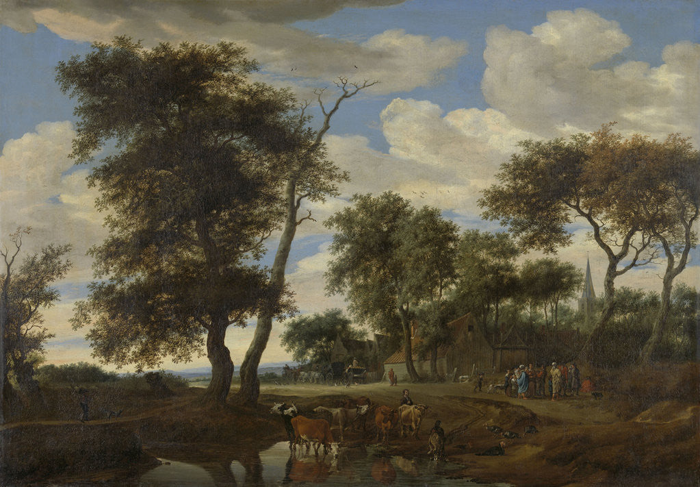 Detail of View of a village by Salomon van Ruysdael