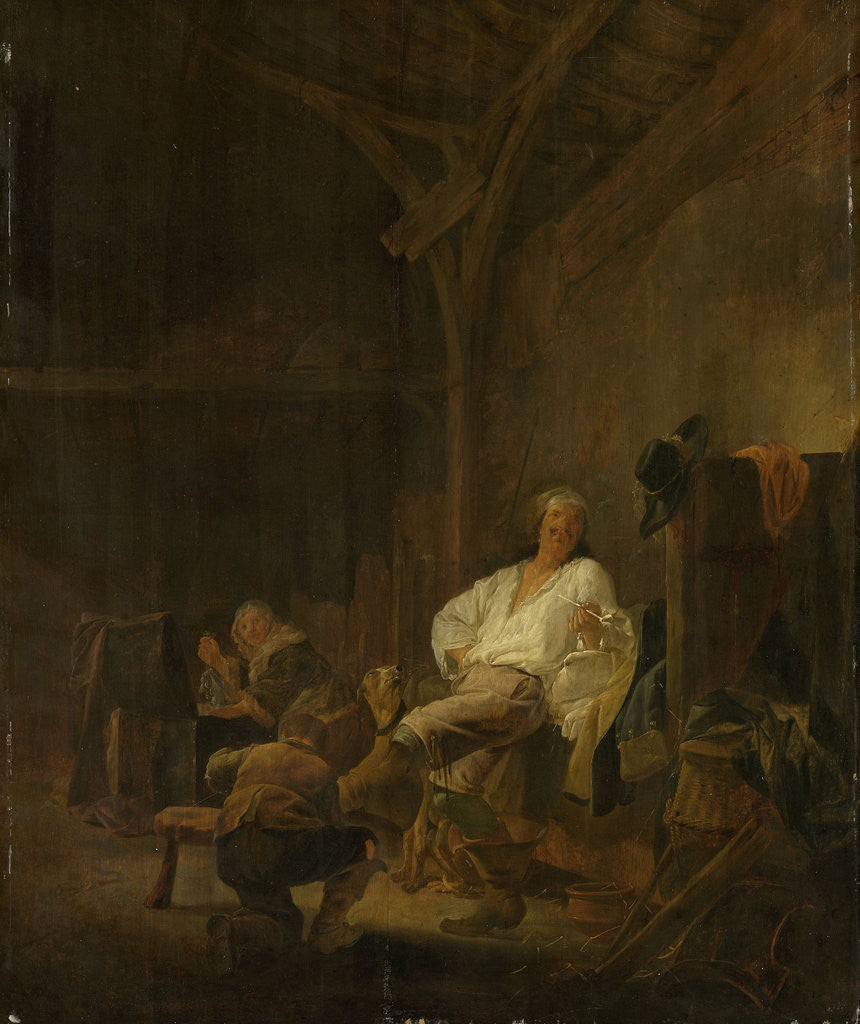 Detail of An officer in billeted quarters by Maerten Stoop