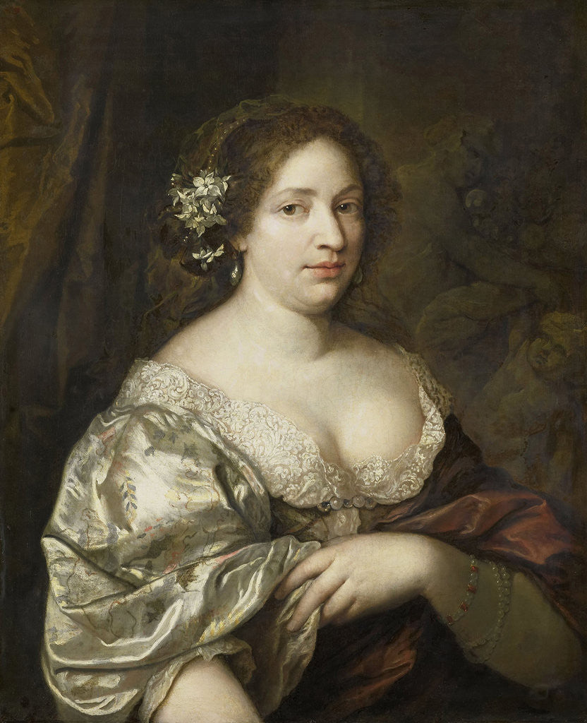 Detail of Portrait of Margaretha Godin (d. 1694), wife of the artist by Caspar Netscher