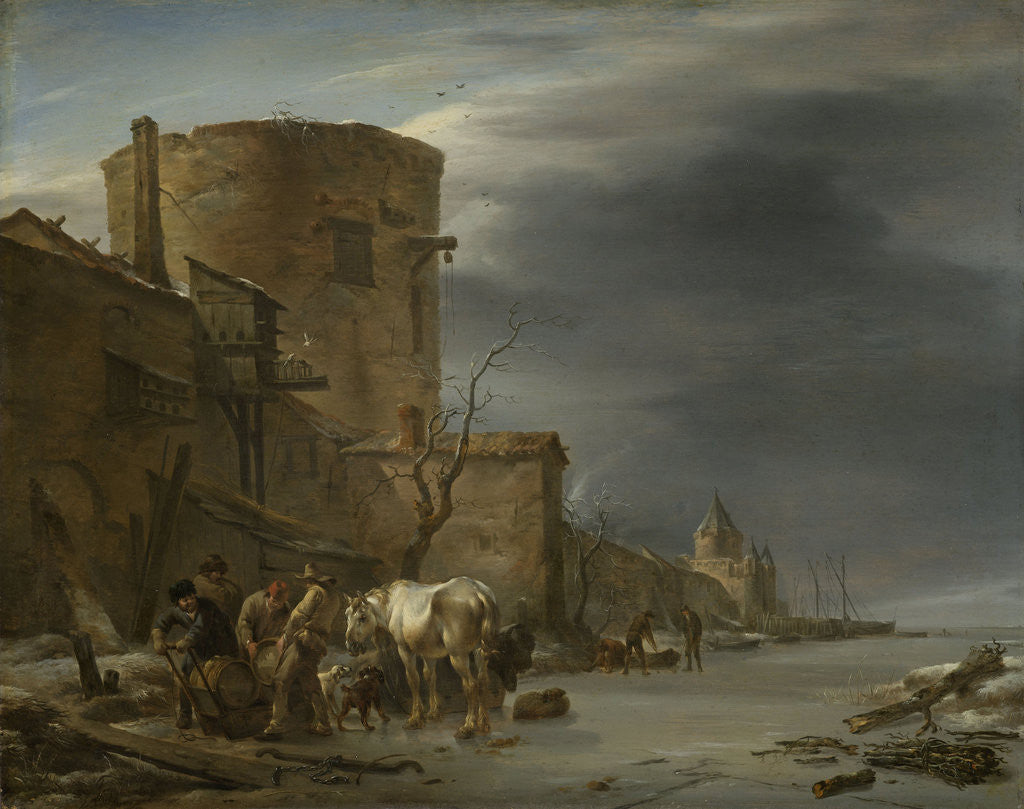 Detail of Ramparts of Haarlem in Winter, The Netherlands by Nicolaes Pietersz. Berchem