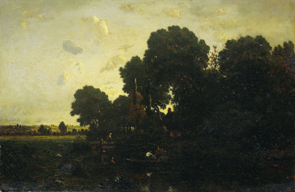 Detail of Twilight by Théodore Rousseau