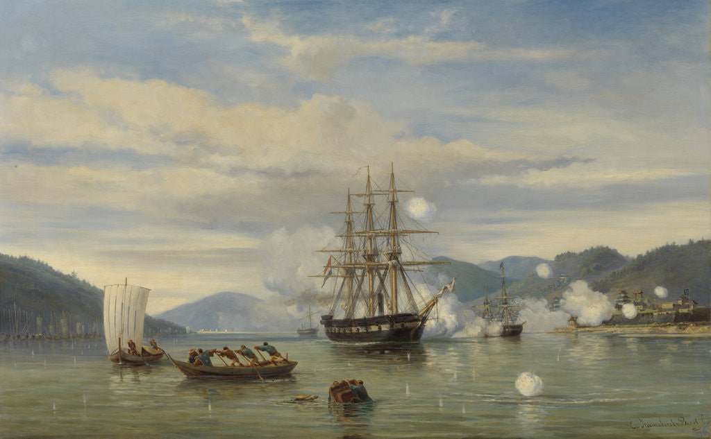 Detail of HNLMS Steam Warship Medusa Forcing Passage through the Shimonoseki Strait by Jonkheer Jacob Eduard van Heemskerck van Beest