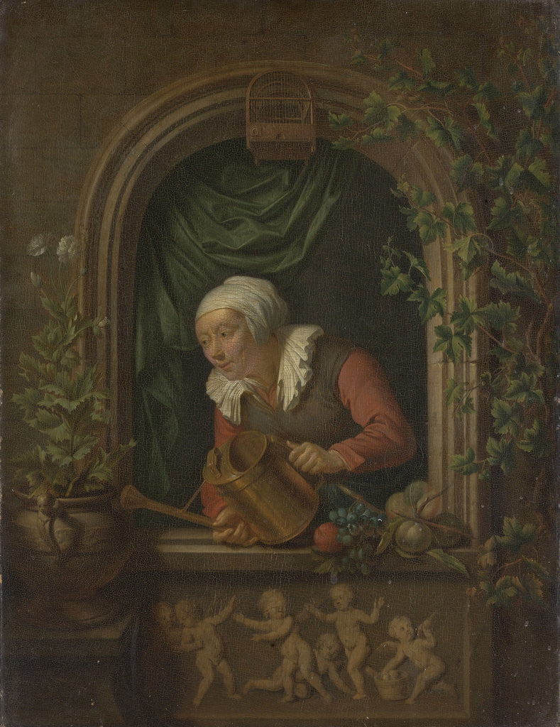 Detail of Woman Watering a Plant by Louis de Moni