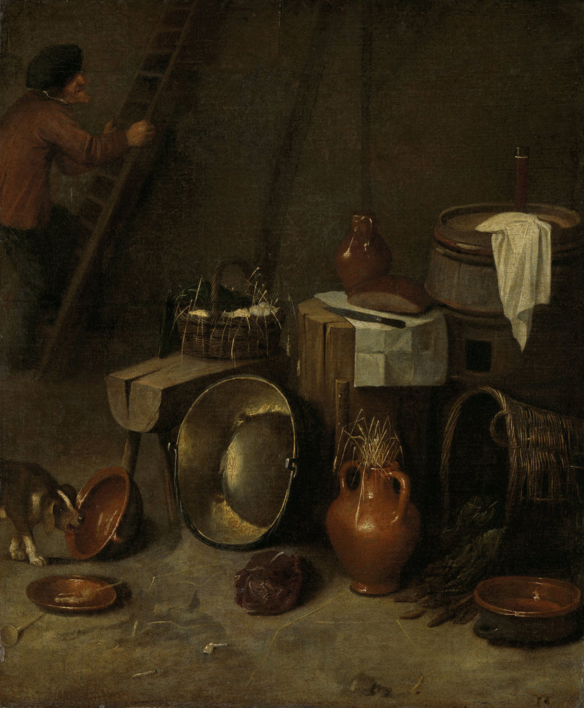 Detail of Still life in a stable by Hendrik Potuyl