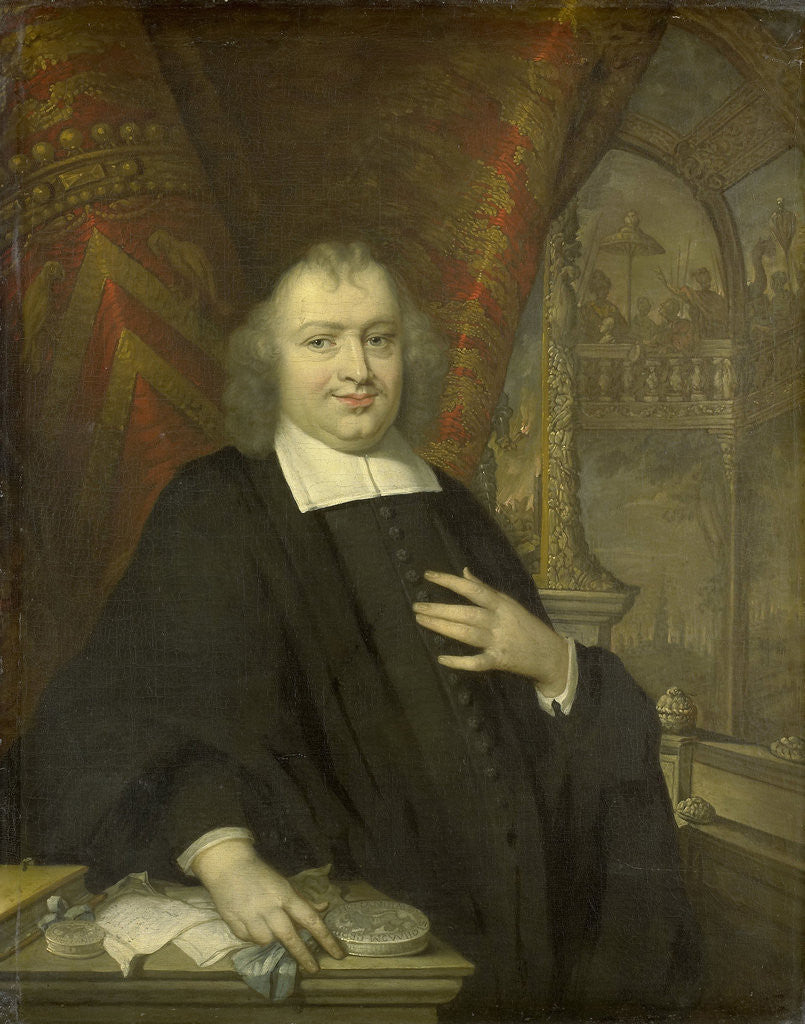 Detail of Portrait of Gaspar Fagel, Grand Pensionary of Holland after 1672 by Johannes Vollevens I