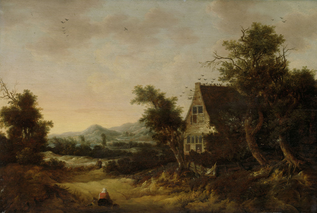 Detail of Hilly Landscape with Peasant Cottage by Cornelis van Zwieten
