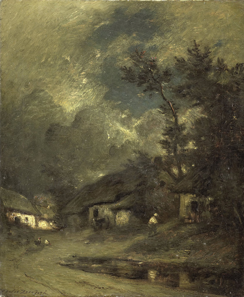 Detail of Village by night by Jules Dupré