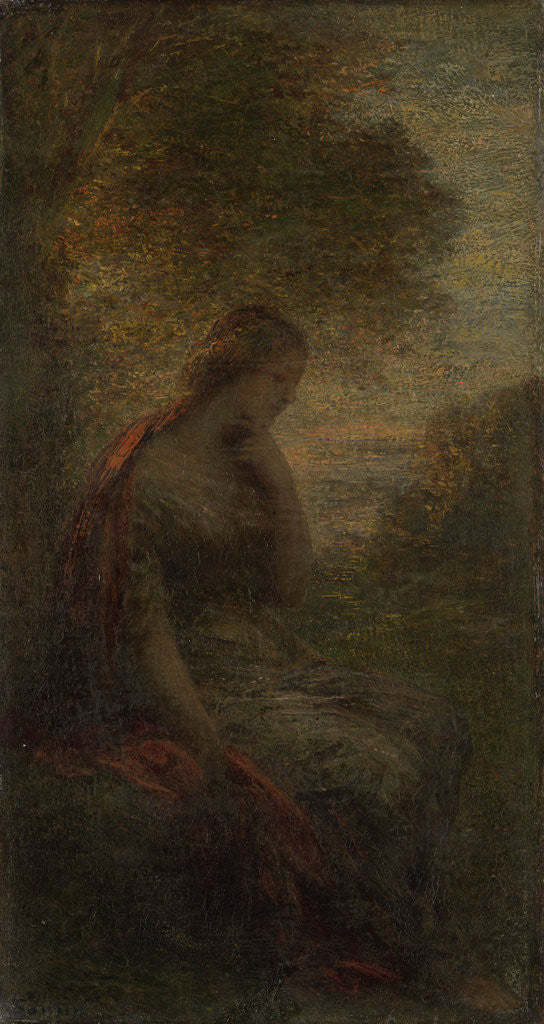 Detail of Young woman under a tree at sunset, called Autumn by Henri Fantin-Latour
