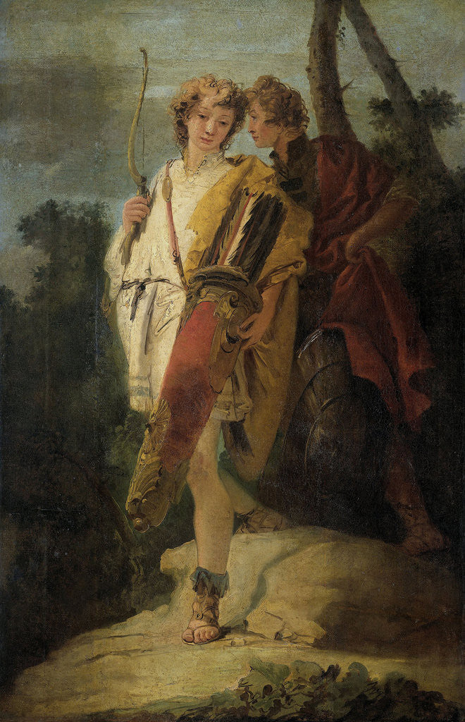 Detail of Young Man with Bow and large Quiver and his Companion with a Shield, formerly entitled Telemachus and Mentor by Giovanni Battista Tiepolo