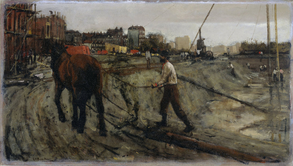 Detail of Building site in Amsterdam, The Netherlands by George Hendrik Breitner