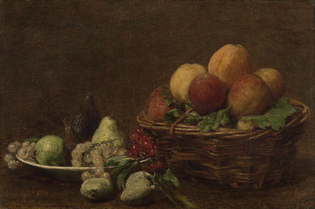 Detail of Still life with fruit by Henri Fantin-Latour