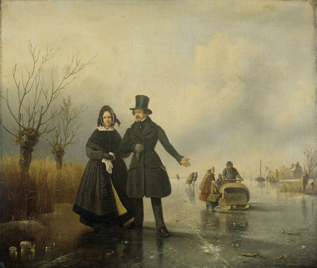 Detail of Portrait of Mr. and Mrs. Thijssen on the Ice by Jacobus Sörensen