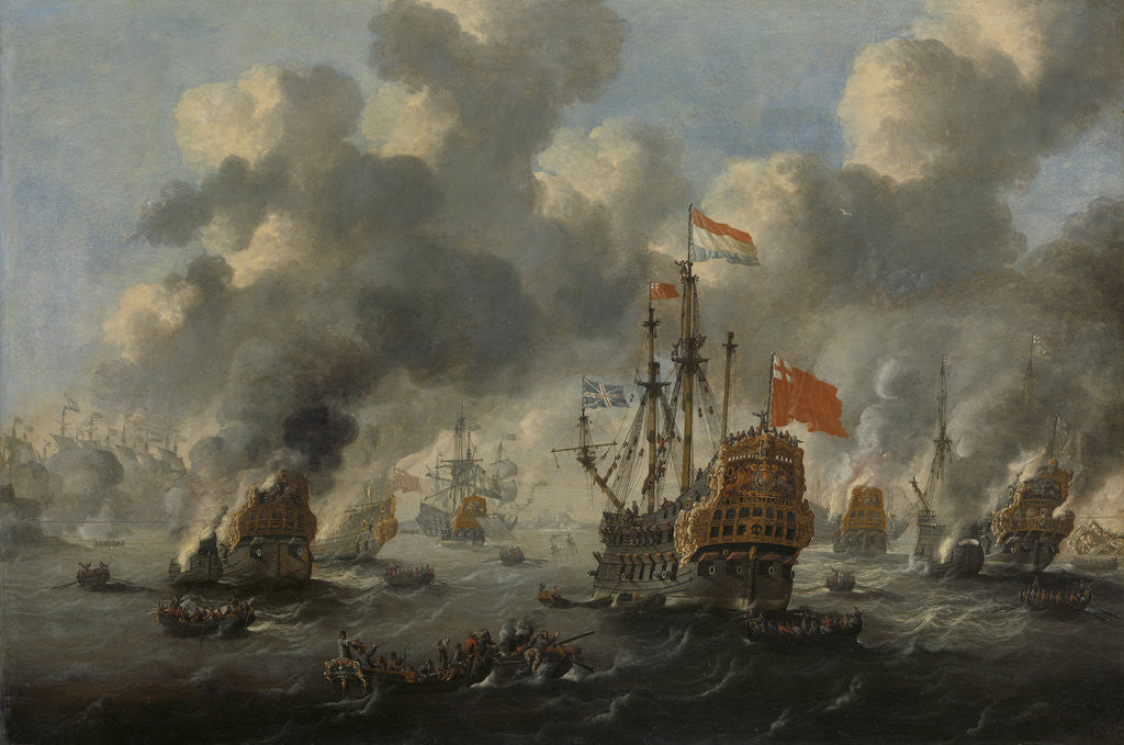 Detail of Burning of the English Fleet at Chatham, 20 June 1667 (Raid on the Medway UK) by Peter van de Velde