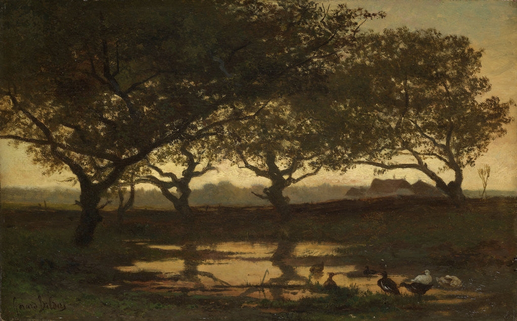 Detail of Woodland Pond at Sunset by Gerard Bilders