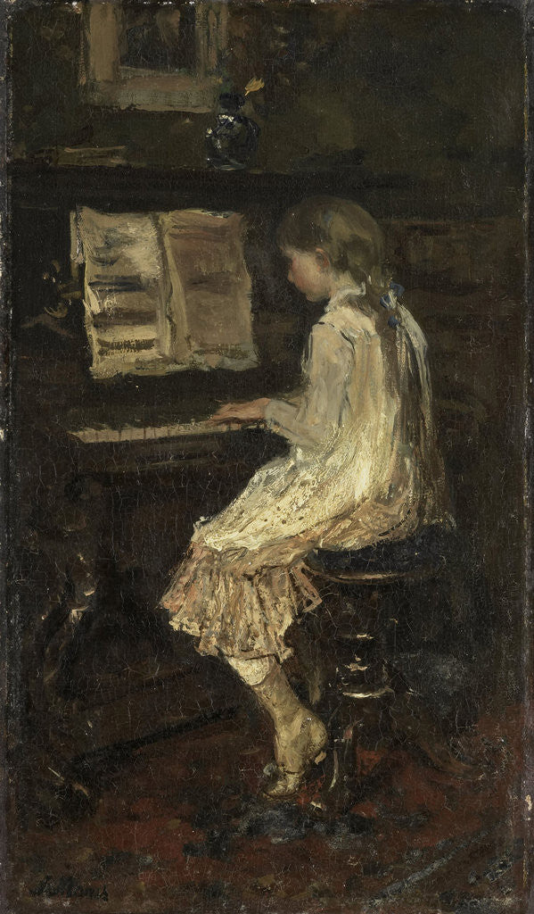 Detail of Girl at the Piano by Jacob Maris