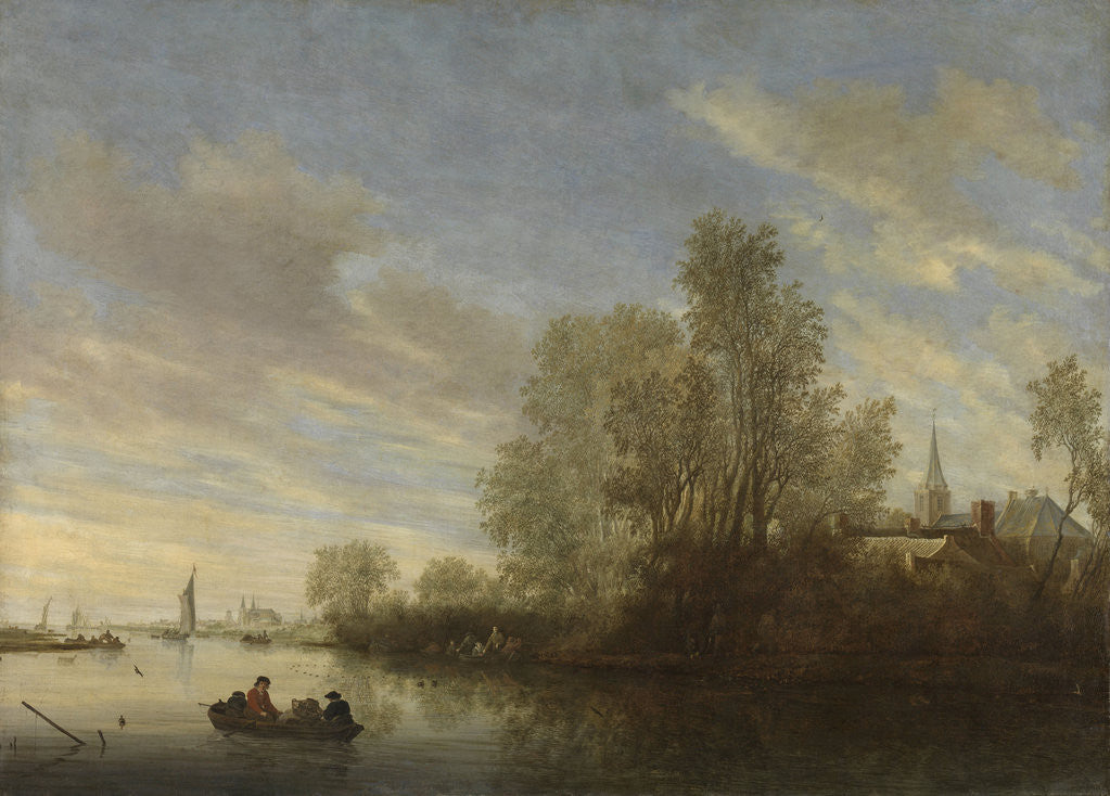 Detail of River view near Deventer The Netherlands by Salomon van Ruysdael