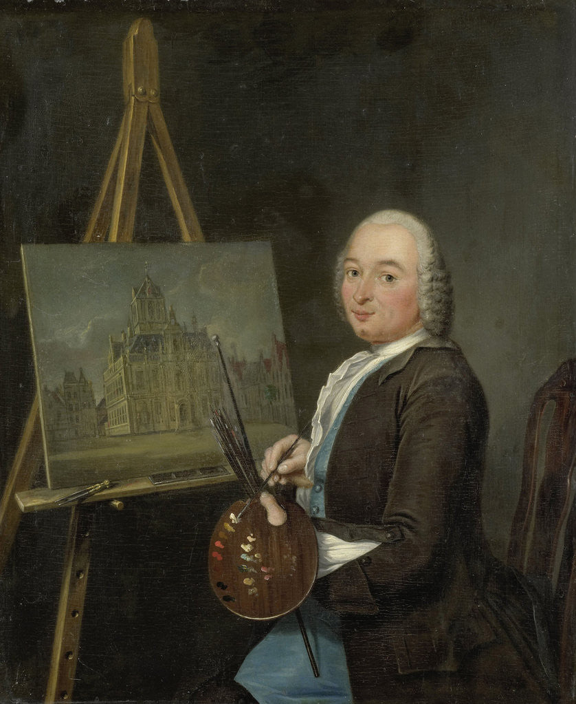 Detail of Portrait of Jan ten Compe, Painter and Art Dealer in Amsterdam by Tibout Regters