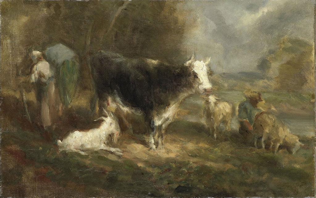 Detail of Farmyard with Cattle by Eugène Fromentin-Dupeux