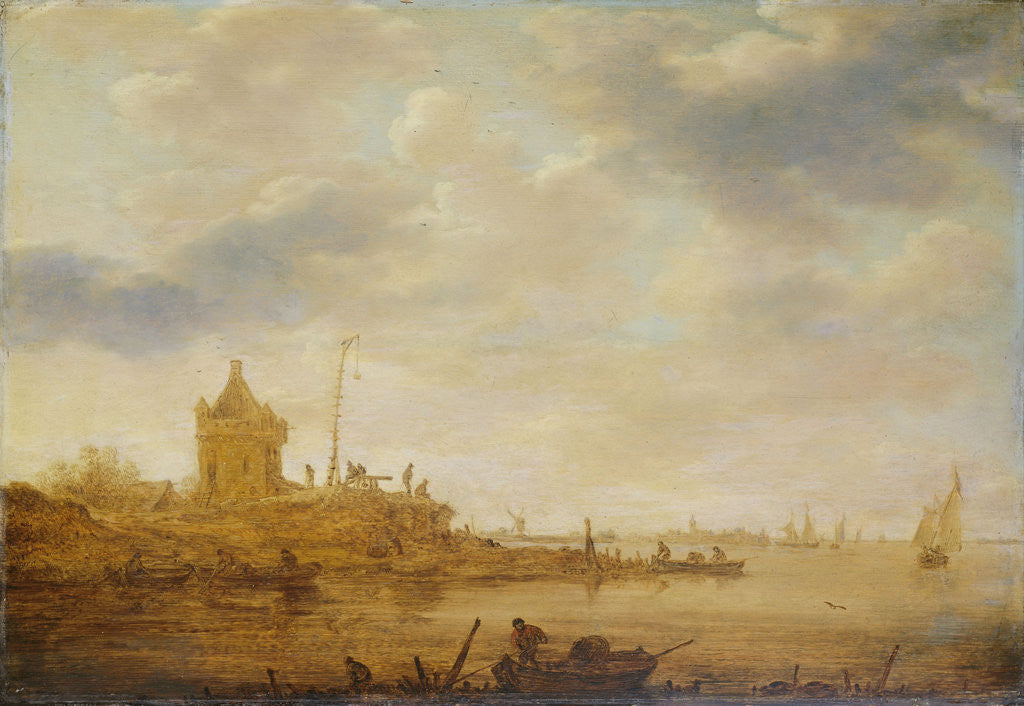 Detail of River View with Sentry by Jan van Goyen
