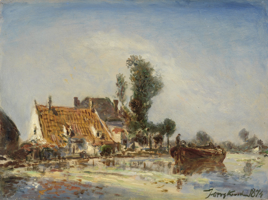 Detail of Houses on a canal in Crooswijk by Johan Barthold Jongkind
