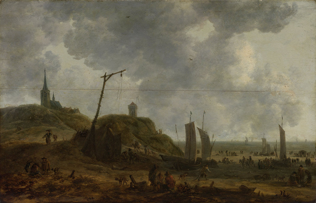 Detail of Beach at Katwijk, The Netherlands by Adriaen van der Kabel