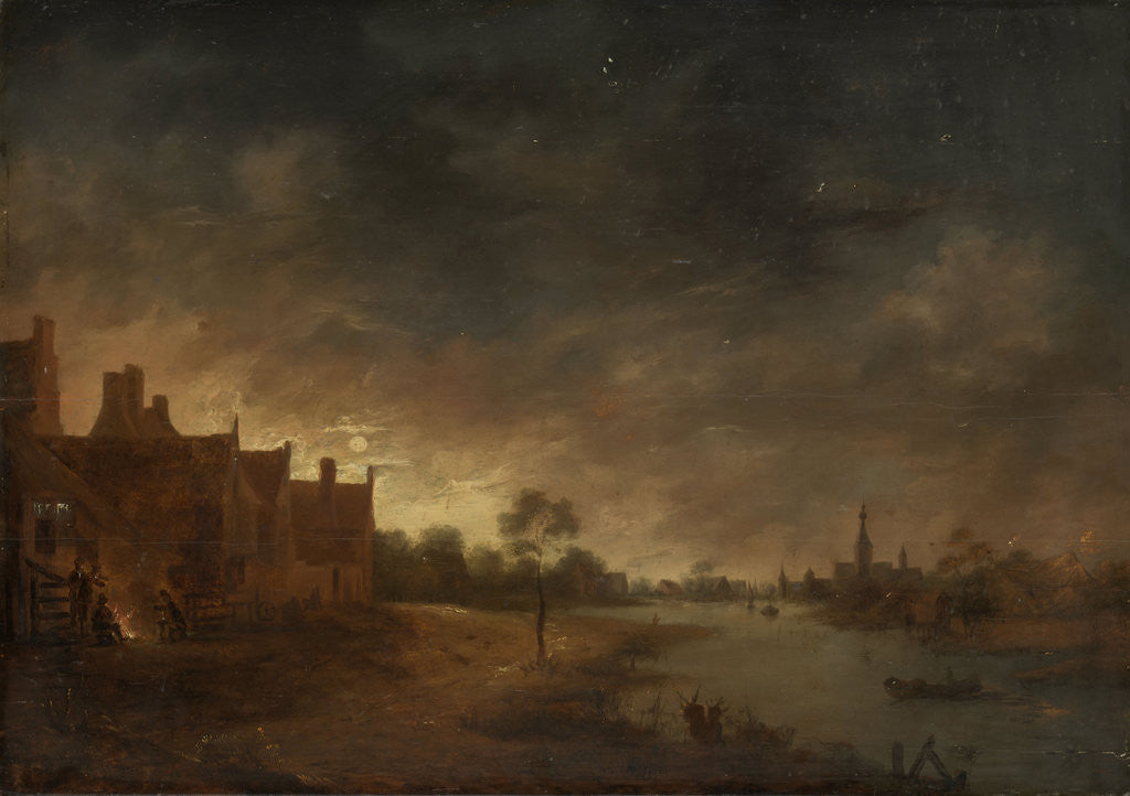 Detail of River view by moonlight by Anonymous
