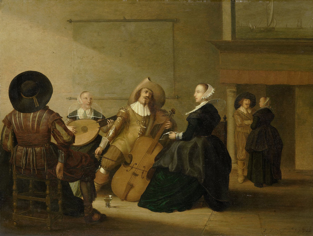 Detail of A musical company in an interior by Pieter Symonsz. Potter