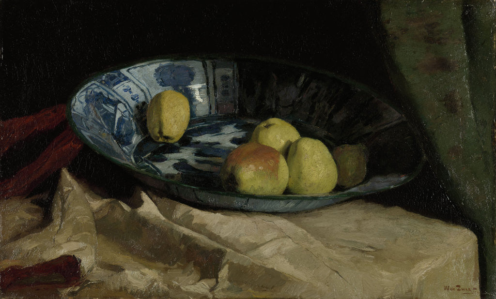 Detail of Still Life with Apples in a Delft Blue Bowl by Willem de Zwart