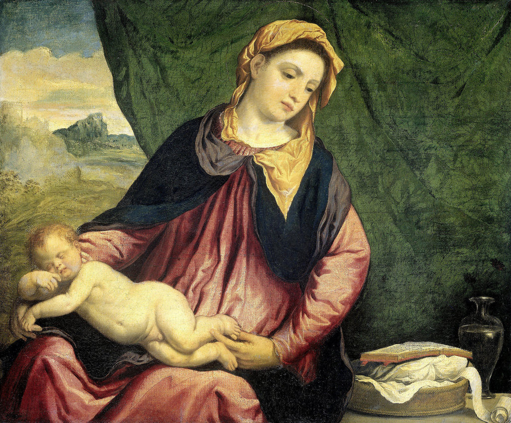 Detail of Virgin with Sleeping Child by Paris Bordone