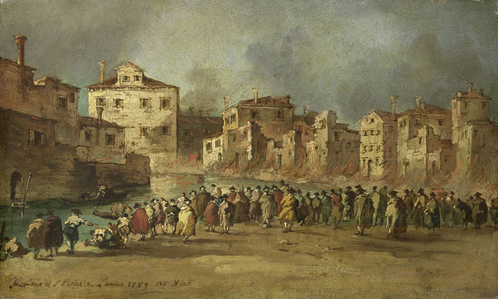 Detail of Fire in the San Marcuola Oil Depot, Venice, 28 November 1789, Italy by Francesco Guardi