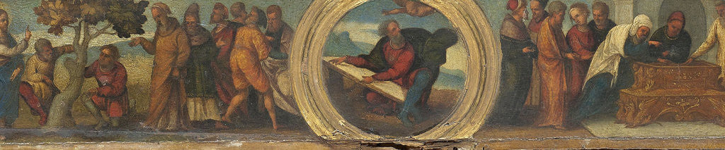 Detail of Moses and the Tablets of the Law, the Curse of the Withered Fig Tree, and the Parable of the Widow's Mite by Lodovico Mazzolino