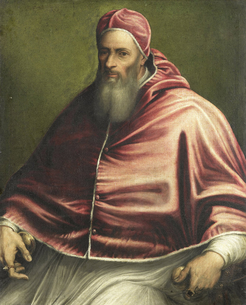 Detail of Pope Julius III (formerly entitled Pope Paul III) by Circle of Girolamo Sicciolante