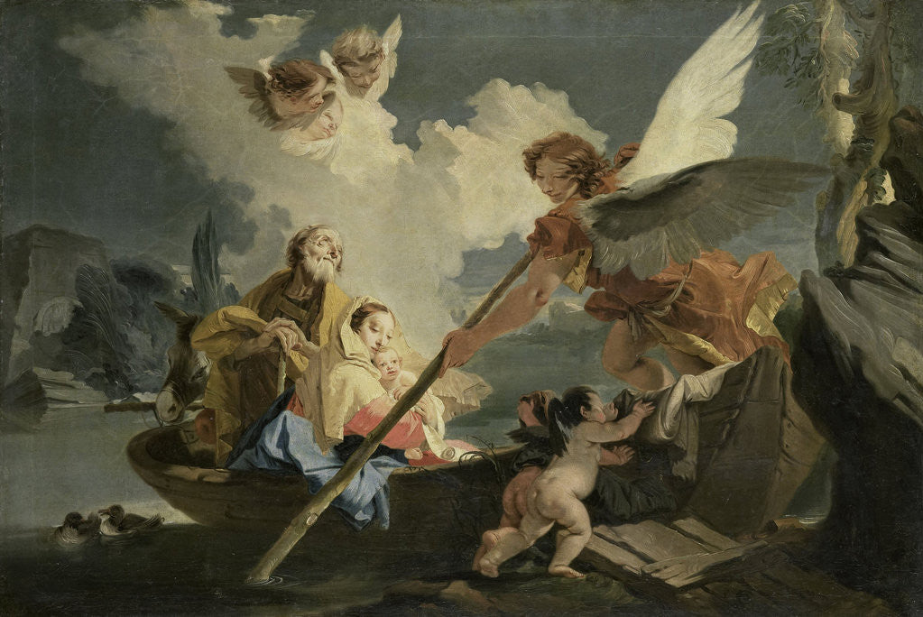 Detail of Flight into Egypt by Follower of Giovanni Battista Tiepolo