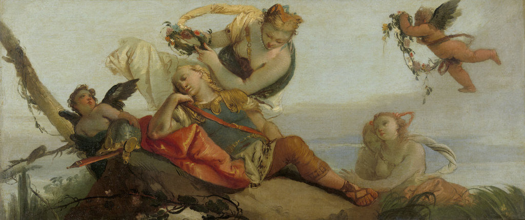 Detail of The Sleeping Rinaldo Crowned with Flowers by Armida (formerly entitled Sleeping Mars) by Francesco Zugno