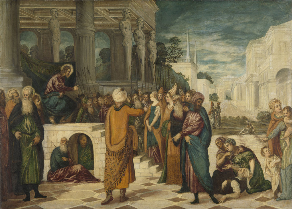 Detail of Christ with the Adulterous Woman by Jacopo Tintoretto