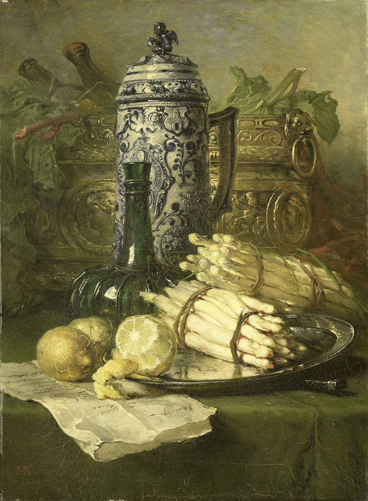 Detail of Still life with jug of stoneware by Maria Vos