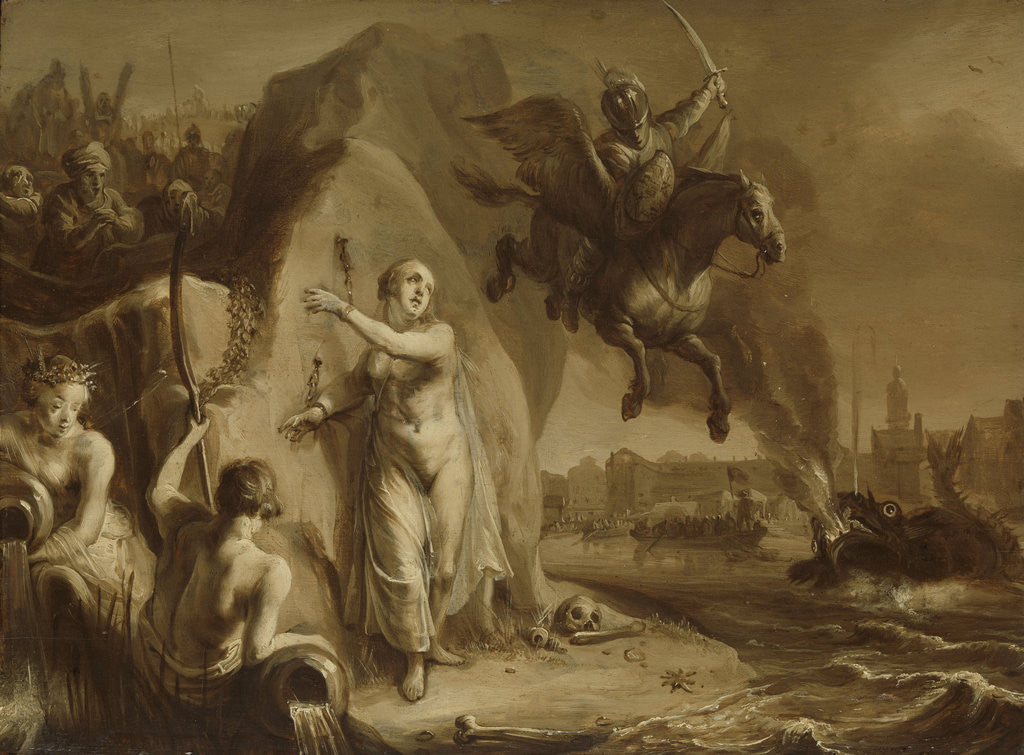 Detail of Perseus and Andromeda. Allegory of the liberation of the Netherlands by Prince Frederik Hendrik by Pieter Symonsz. Potter