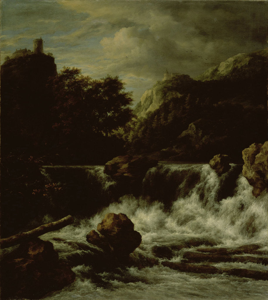 Detail of Mountainous Landscape with Waterfall by Jacob Isaacksz. van Ruisdael