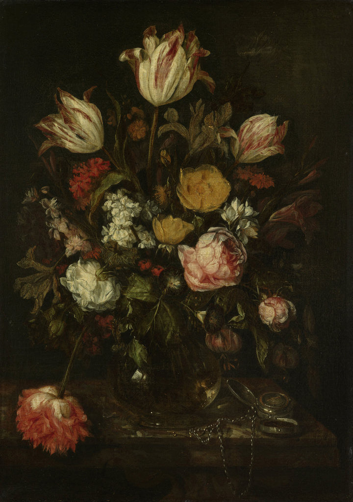 Detail of Still Life with Flowers by Abraham Hendricksz. van Beyeren