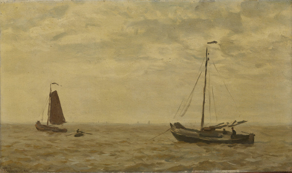 Detail of Seascape with fishing boats by Willem Bastiaan Tholen
