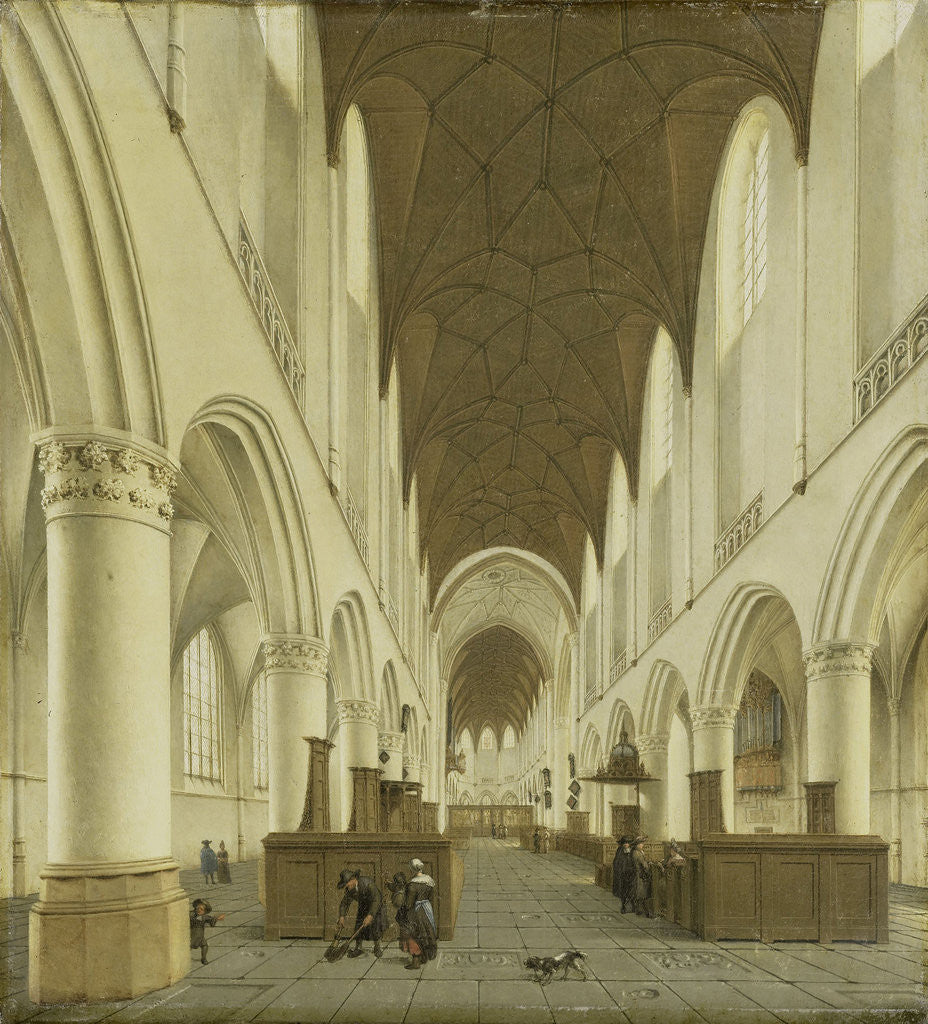 Detail of The interior of Saint Bavo's Church in Haarlem, The Netherlands by Isaak van Nickelen