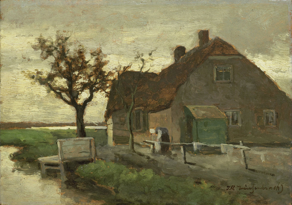 Detail of Farm house near a canal by Johan Hendrik Weissenbruch
