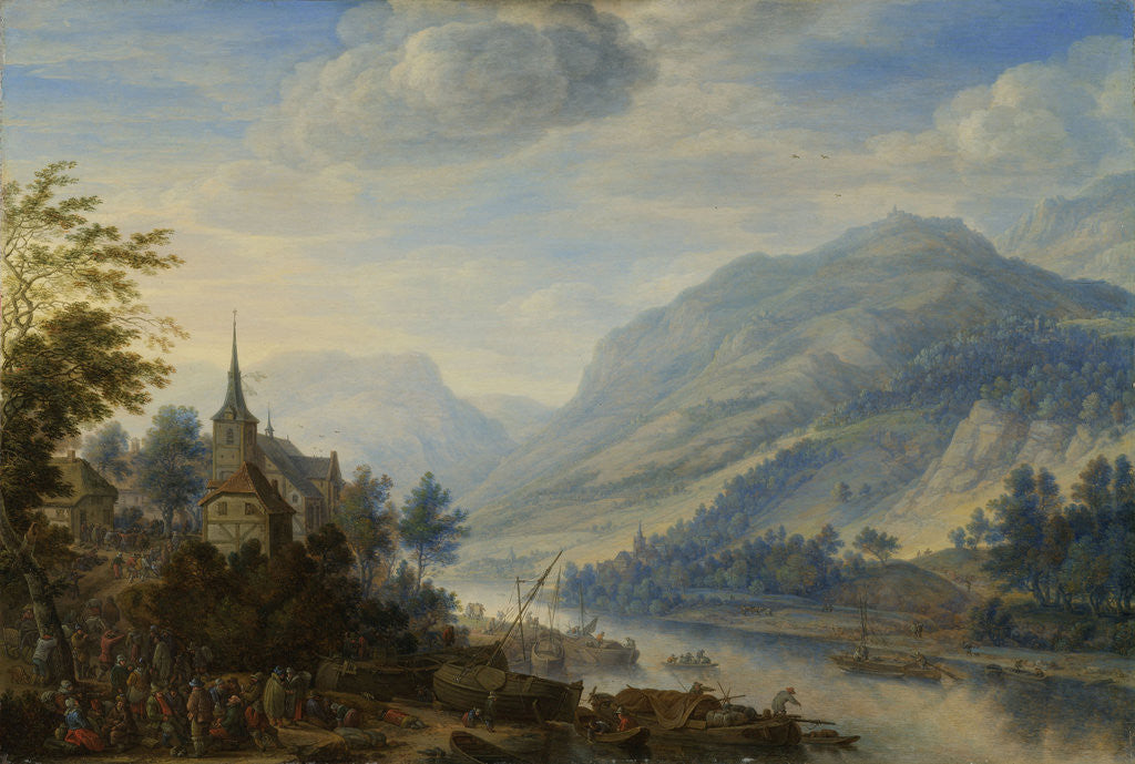 Detail of View of the Rhine river near Reineck, Germany by Herman Saftleven