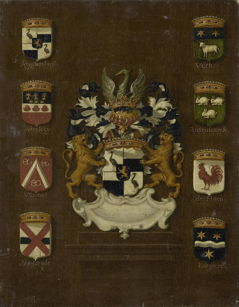Detail of Coat of Arms of Jan van Reyersbergh with its eight quarterings by Anonymous
