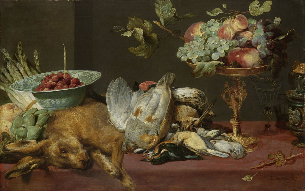 Detail of Still life with small game and fruits by Frans Snijders