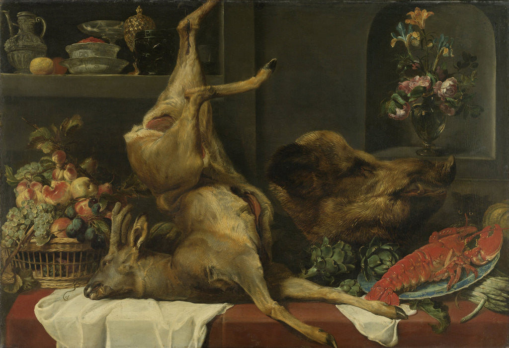 Detail of Still life with a deer, a boar's head, fruits and flowers by Frans Snijders