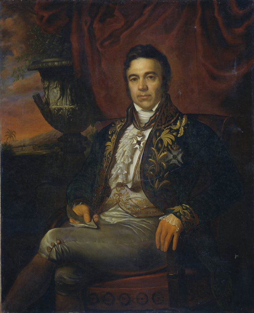 Detail of Portrait of Jean Chrétien Baud, Governor-General ad interim of the Dutch East Indies by Raden Sarief Bastaman Saleh