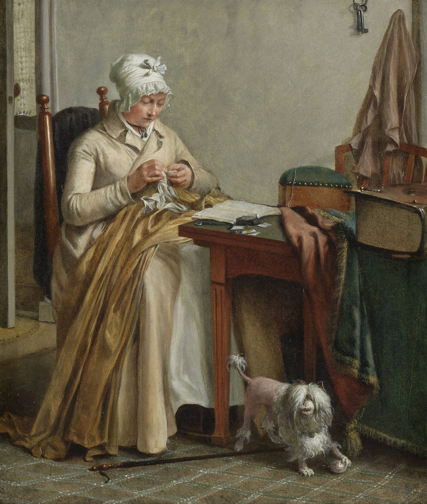 Detail of Interior with Woman Sewing by Wybrand Hendriks